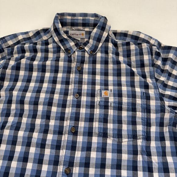 Carhartt Plaid Button Down Shirt Relaxed Fit Short Sleeve‎ Large Workwear Skater - Picture 2 of 9